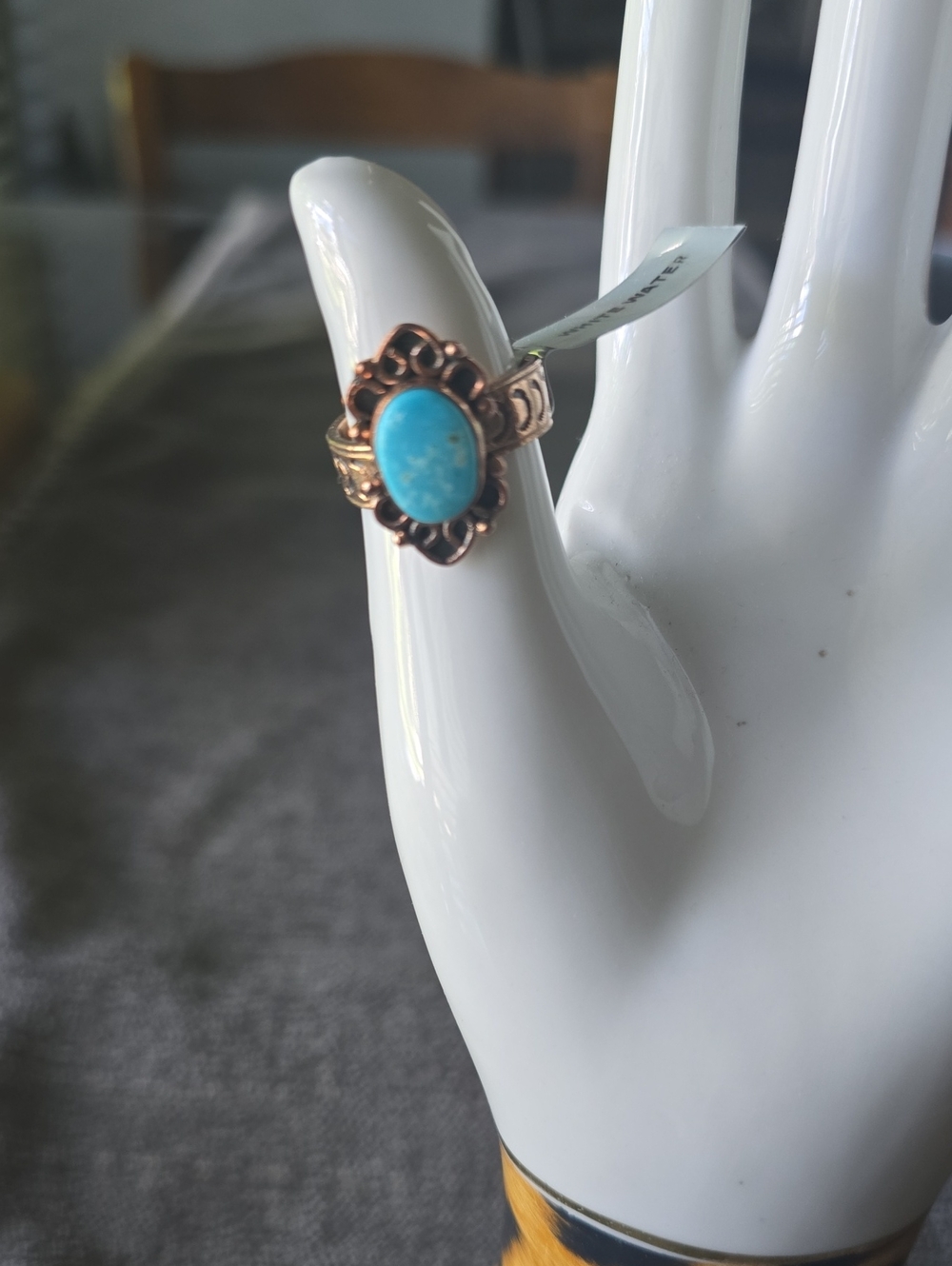 White Water Oval Copper Ring